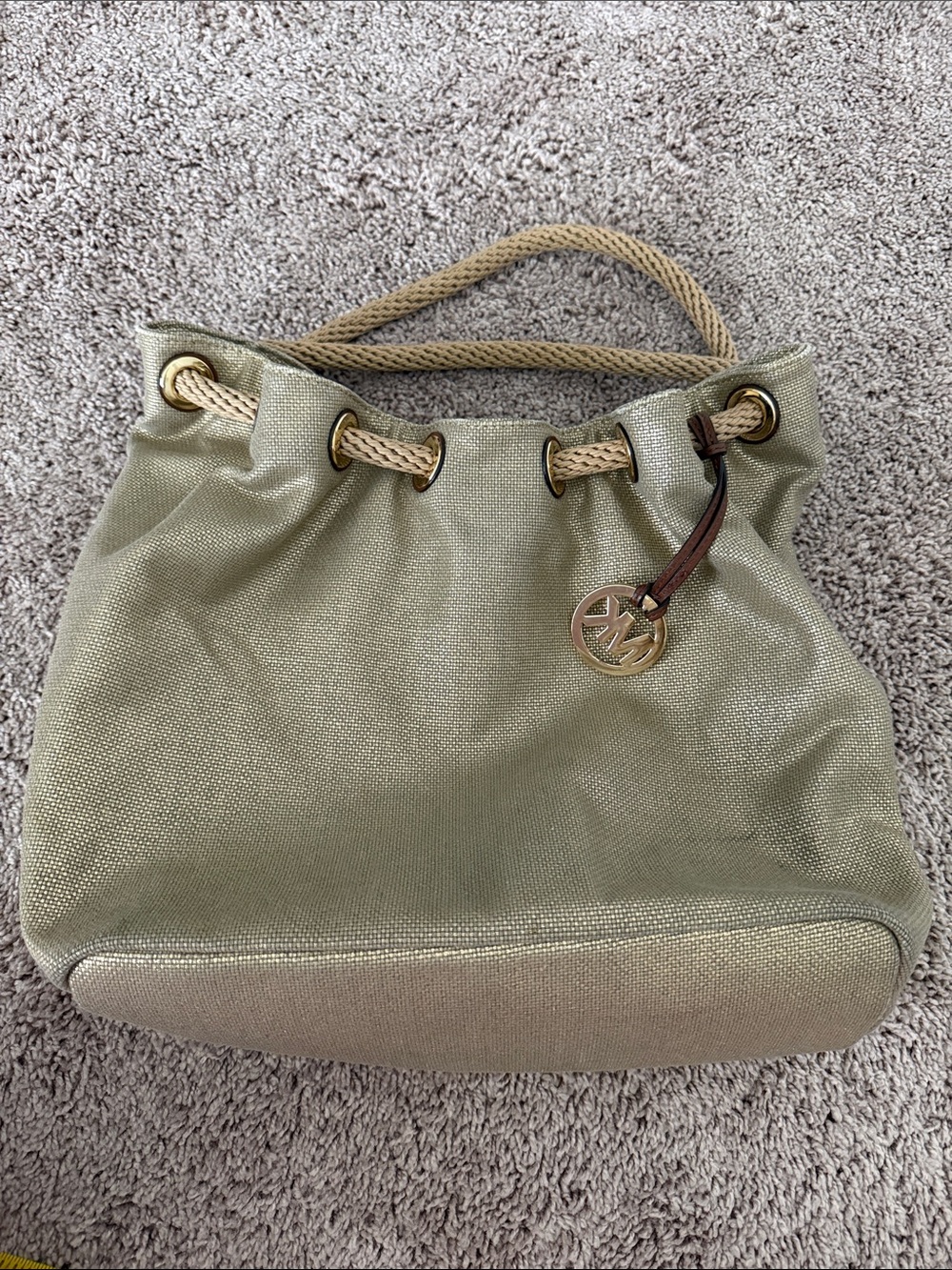 Michael Kors Gold-Tone Drawstring Shoulder Bag with Rope Handles